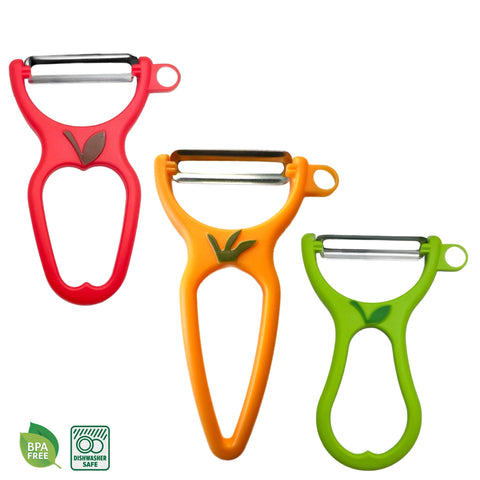 3 Pack BPA-FREE Premium Swivel Fruit Vegetable Peeler Ergonomic Comfort Hold Handle Ultra Sharp Steel Blades Ideal Kitchen Peeler Potato Carrot Apple Cucumber Veggies Dishwasher Safe