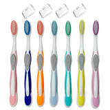 Value Set of 7 Tooth Brush Medium Bristles Toothbrush Comfort Hold Soft Silicone Non-Slip & Ergonomic Includes 4 Ventilated Covers Easy Storage & Travel BPA- Free