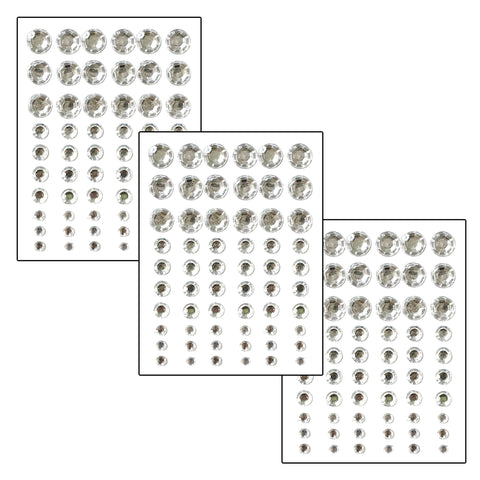 1800 Crystal Clear Self Adhesive Face Body Rhinestones Gems Strong Stickers 3 Sizes Stick On Embellishment Jewels Body Face Nails Bling Craft DIY Decorations(4/6/9mm)