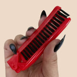 Folding Compact Travel Pocket HAIR BRUSH/COMB Travel Camping School Gym Locker Work Car Purse Dorm 2pc Set Red & White Color