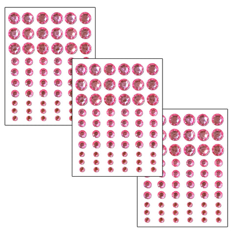 180 Pink Self Adhesive Face Body Rhinestones Gems Strong Stickers 3 Sizes Stick On Embellishment Jewels Body Face Nails Bling Craft DIY Decorations(4/6/9mm)