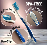 Value Set of 7 Tooth Brush Medium Bristles Toothbrush Comfort Hold Soft Silicone Non-Slip & Ergonomic Includes 4 Ventilated Covers Easy Storage & Travel BPA- Free