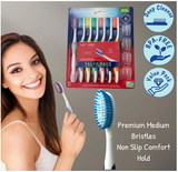 Value Set of 7 Tooth Brush Medium Bristles Toothbrush Comfort Hold Soft Silicone Non-Slip & Ergonomic Includes 4 Ventilated Covers Easy Storage & Travel BPA- Free