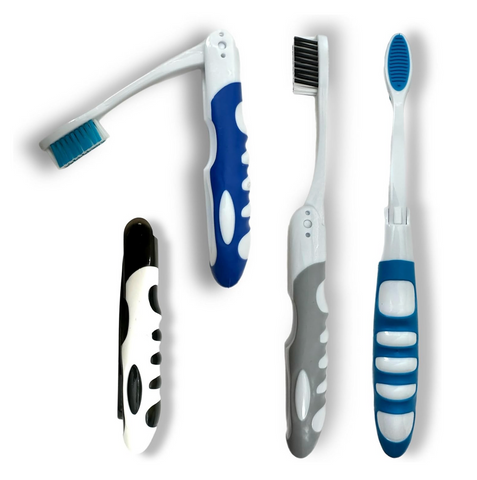 4 Pack Soft Bristle Tooth Brush Travel Comfort Hold Toothbrush On The Go Folding Compact Size Ergonomic Foldable Camping Gym School Locker Backpack TSA Approved BPA-Free