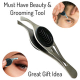 1 ALAZCO Professional Comfort Hold Soft Grip Non-Slip Rust Proof Stainless Steel Slanted Tip Eyebrow Tweezers Facial Hair Removal Ingrown Brows Slant Tweezer Women Men