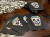 Pack of 40 Day of the Dead Sugar Skull Cocktail Napkins 5x5’’ Beverage Chic Dia de los Muertos Halloween Party Napkins Bar Black w/Gold Foil Accents