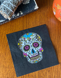 Pack of 40 Day of the Dead Sugar Skull Cocktail Napkins 5x5’’ Beverage Chic Dia de los Muertos Halloween Party Napkins Bar Black w/Gold Foil Accents