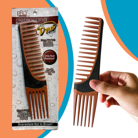 ALAZCO Premium Duo Combo Detangling Hair Lifting Comb Wide Tooth Teasing Curly Straight Thick Wet Shower Wavy Afro Long Mohawk Wigs Men Women Volume Styling Heat Resistant Non-Slip