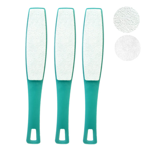 3 ALAZCO Double Sided Foot File Pumice Ergonomic Handle Scrubber Immediate Result Smooth Feet Heel Scraper Exfoliate Buffer Dead Skin Callus Corn Emery Fine & Coarse Pedicure Tool