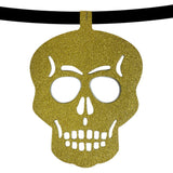 2 Halloween Skull Garland Banner Decorations Scary Spooky Sparkly Glittery Gold Black Reversible Gothic Witchy Birthday Party Day of the Dead Dia de los Muertos 12 Skulls each (5 ft. Each)