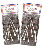 12 pc Vintage Style Hair Rollers BRUSH ROLLERS & 12 PINS - Mesh Hair Curlers with Bristles 3"x 7/8" (12 Large Rollers & Pins)