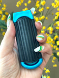 2 BLUE ALAZCO Folding Hair Brush With Mirror Compact Pocket Size Travel Car Gym Bag Purse Locker Swimming Camping Sleepovers and more