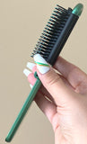 2 GREEN ALAZCO Folding Hair Brush With Mirror Compact Pocket Size Travel Car Gym Bag Purse Locker Swimming Camping Sleepovers and more