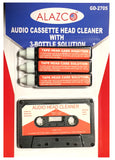 Audio Tape Cassette Head Cleaner w/ 3 Cleaning Fluids Care Wet Maintenance Kit by Alazco