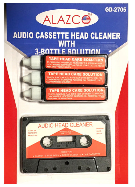 Audio Tape Cassette Head Cleaner w/ 3 Cleaning Fluids Care Wet Mainten –  Alazco