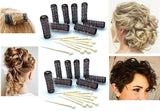 ALAZCO 16 pc Vintage Style Hair Roller MINI Small BRUSH ROLLERS & PINS Mesh Hair Curlers With Bristles 2"x 1/2" with Flexible Locking Pins - Tight Small Curls Short Hair Kids Pageants Doll Hair