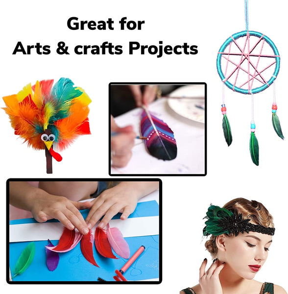 Colorful Goose Feather Crafts Craft Colorful Feathers Diy - Temu