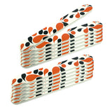  12pc White Orange/Black Fashion Print Dual-Sided Nail Medium & Fine Grit File Emery Board Cushioned Easy Grip Comfort Filing Smoothing Finishing All Nails 5” Travel Size TSA Approved