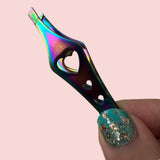 2 in 1 Rainbow Double Ended Tweezers Sharp Slant Precision Tweezer for Eyebrows & Ingrown Hair Removal Skin Care Tool Blackhead Pimple Comedone Remover
