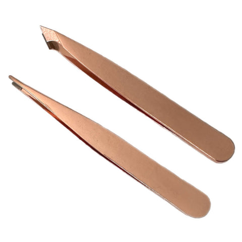 2pc Compact Tweezers Set – Multipurpose Mini Slanted & Pointed Tweezer –  Alazco