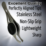 2 ALAZCO Professional Comfort Hold Soft Grip Non-Slip Rust Proof Stainless Steel Slanted Tip Eyebrow Tweezers Facial Hair Removal Ingrown Brows Slant Tweezer Women Men