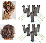  ALAZCO 14 pc Vintage Style Hair Roller Medium BRUSH ROLLERS & PINS Mesh Hair Curlers With Bristles 2.5"x 3/4", with Flexible Locking Pins 
