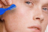 30 Pieces Eyebrow Razor Precision Shaver Facial Exfoliating Dermaplaning Tool Peach Fuzz Face Eyebrow Shaper Lip Bikini Area Razor Trimmer Silky Skin Beauty Touch-Up Washable Reusable Women Men by ALAZCO (Blue)