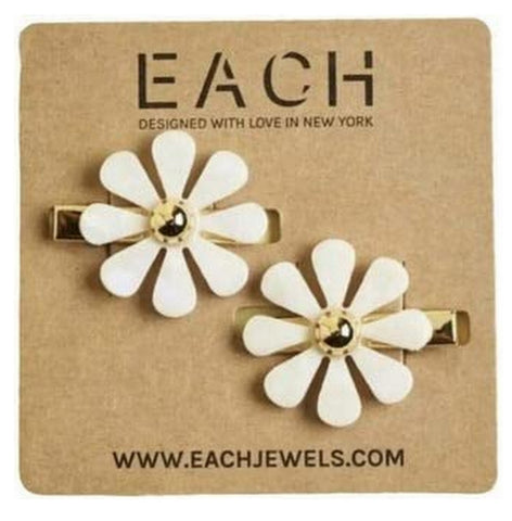  Each Jewels Flower Hair Clips 2 Pack, Shiny Pearl petals Daisy Hair Clips 