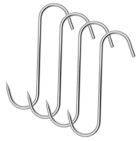 Meat Hooks 8 Inch, Stainless Steel Heavy Duty Butcher Hook, S-hooks For Meat  Processing, Hanging Beef, Smoking Ribs, Drying (5pack)