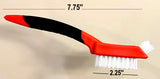  2 ALAZCO Soft-Grip Handle Heavy-Duty Tile Grout Brush - Extra-Stiff Bristles - Scraper Edge Plus Narrow Tip Bristles For Hard To Reach Areas Multi-Purpose - Red & Black 