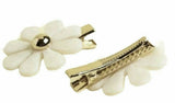 Each Jewels Flower Hair Clips 2 Pack, Shiny Pearl petals Daisy Hair Clips