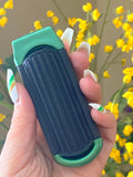2 GREEN ALAZCO Folding Hair Brush With Mirror Compact Pocket Size Travel Car Gym Bag Purse Locker Swimming Camping Sleepovers and more