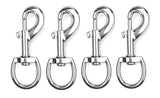  ALAZCO 4pc 3.5'' Inch by 1/2-Inch 70 Lbs Round Steel Swivel Eye Bolt Snap Hook Multipurpose Pet Leash Flag Pole Key Chain Clothlines Tarp Cover - Nickel Plated 