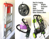 ALAZCO 8pc Heavy Duty Bike Hook & Utility Storage - Space Maximizer Instant Organizer Garage Basement Tool Shop Wall and Ceiling Mount Bicycle Hang Garden Hose Cords & More up to 60 lbs