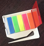 ALAZCO 4pc Letter Opener with 50 Neon Color Sticky Index Tabs Flags - World's Most Efficient Letter Opener Slitter - COLORS MAY VARY - for Parcels and Letters - School Home Office