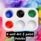 30 PCS Paint Palettes Rectangular White Plastic 6 Well Watercolor Palette Finger Painting Tray DIY Craft and Art Painting Kids Adults Makeup Artist Tutorials Jewelry Sorting Party Favors
