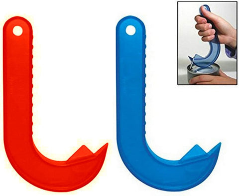 2 Easy Safe Ring Pull CAN OPENER Protects Nails Arthritis Hands Helper By ALAZCO RED & BLUE