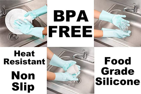 ALAZCO 1 Pair of BPA FREE Silicone Dishwashing Gloves for Kitchen Sili –  Alazco