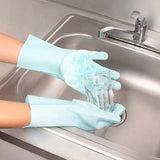 ALAZCO 1 Pair of BPA FREE Silicone Dishwashing Gloves for Kitchen Silicone Scrubbing Gloves Soft Bristles Cleaning Pet Care Washing Reusable Non-Slip & Heat Resistant