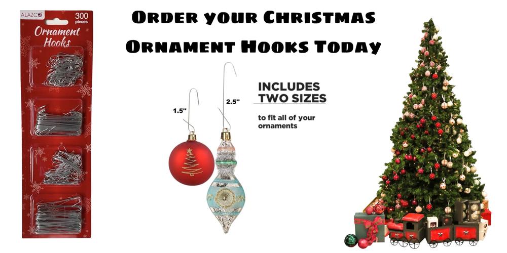 ALAZCO 300 Silver Christmas Holiday Ornament Hooks Hang Holiday Ornaments & Decorations Hanging on Tree Garlands & Wreaths