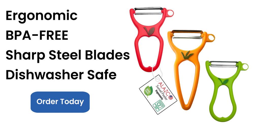 3 Pack BPA-FREE Premium Swivel Fruit Vegetable Peeler Ergonomic Comfort Hold Handle Ultra Sharp Steel Blades Ideal Kitchen Peelers Potato Carrot Apple Cucumber Veggies Dishwasher Safe